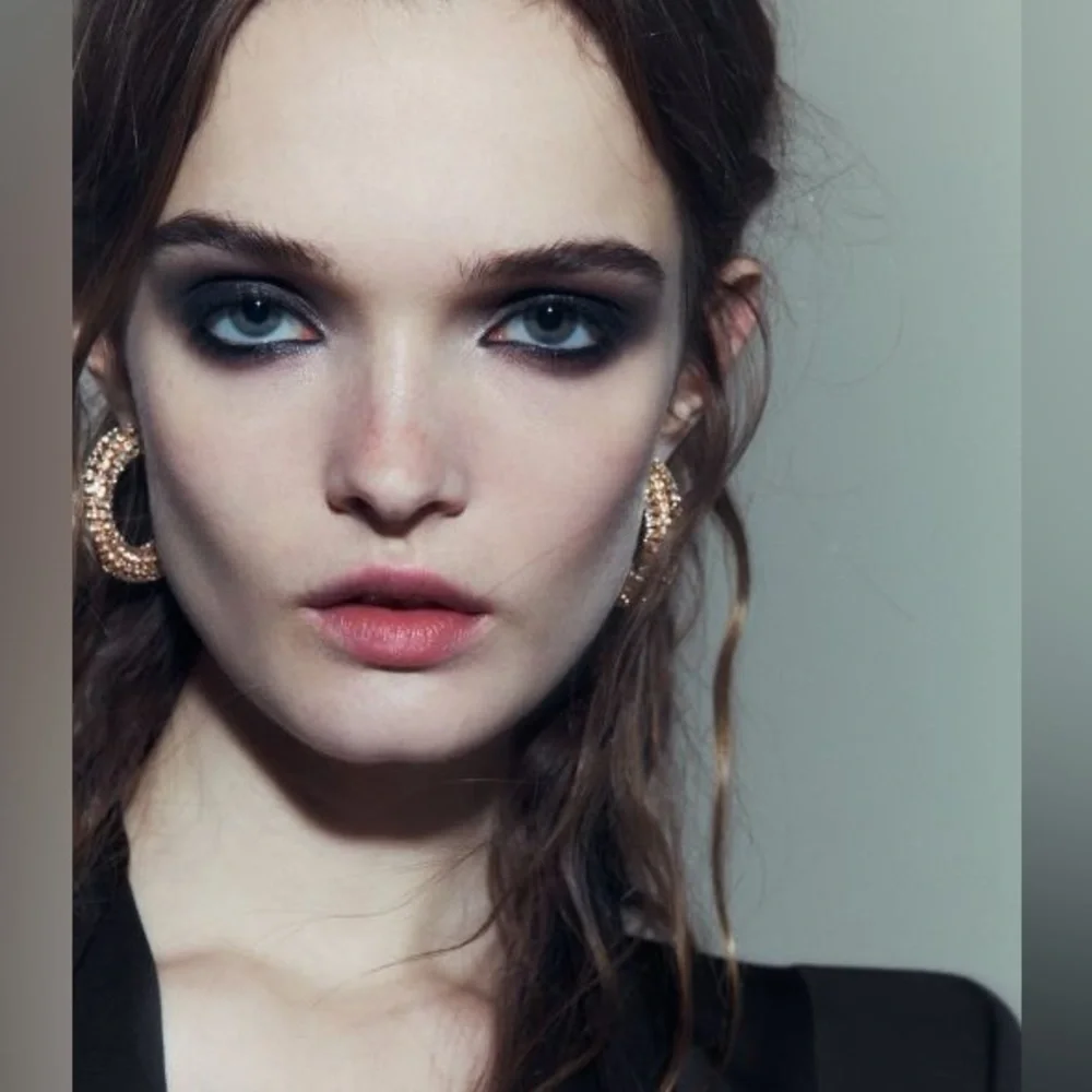 NWT. Zara Jewel Open hoop earrings with jewel appliqués.